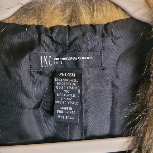 INC International Concepts Faux Fur Vest Size PS Vegan Shrug Fall Western Women - Picture 3 of 6